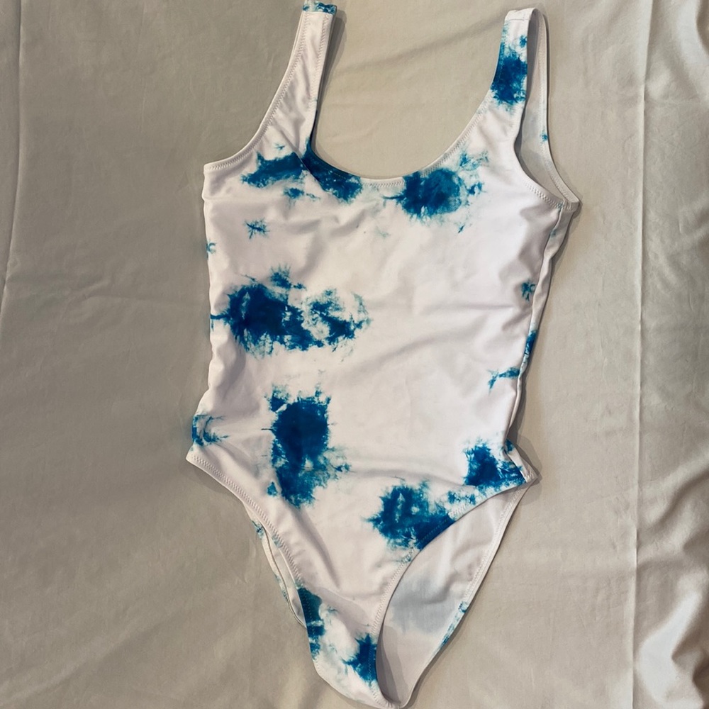 Shein tye-dye blue and white one piece